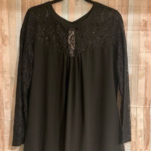 Sheer and lace black blouse